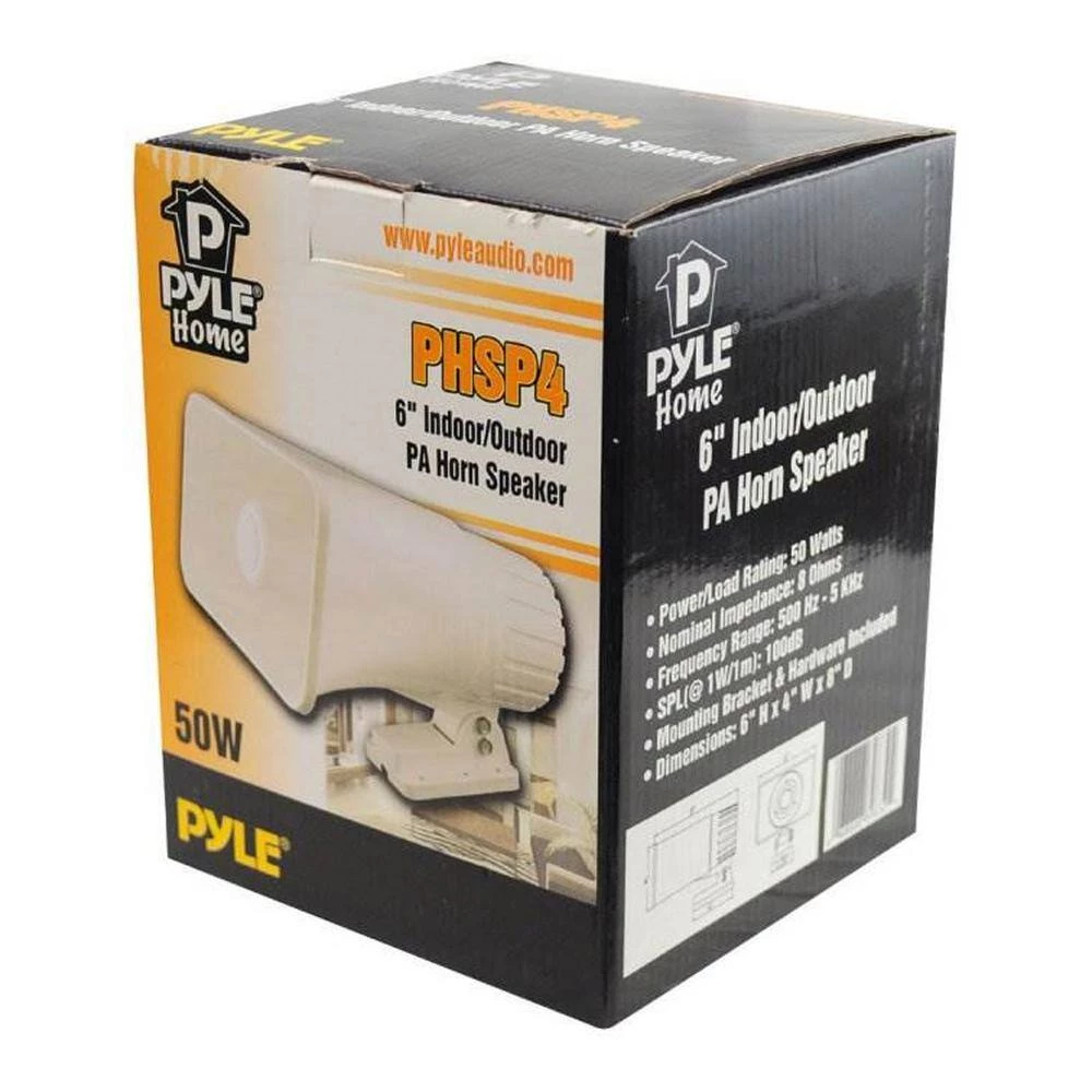 6 in. 50-Watt Indoor/Outdoor Waterproof Home PA Horn Speaker (4-Pack) by Pyle 7 6 in. 50-Watt Indoor/Outdoor Waterproof Home PA Horn Speaker (4-Pack) by Pyle - Image 5