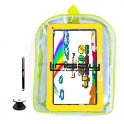 10.1 in. 1280 x 800 IPS 32GB Android 12 Tablet Bundle with Yellow Kids Defender Case, Back Pack, Pen Stylus and Holder by LINSAY