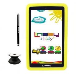 7 in. 2GB RAM 32GB Storage Android 12 Tablet with Yellow Kids Defender Case, Holder and Pen by LINSAY