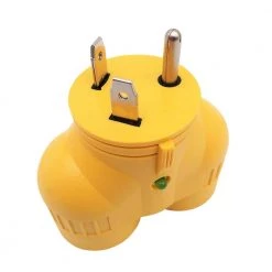 RV 30 Amp 3-Prong TT-30 Plug to 2x 20 Amp 5-20R/15R T-Blade Outlet Splitter V-Adapter NEMA TT-30P to (2) 5-20R/5-15R by parkworld -Cheap parkworld Store yellow parkworld plug adapters 60882 4f 1000