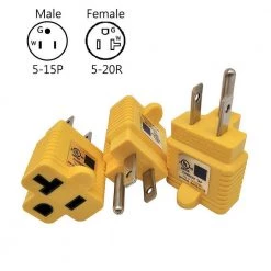 Household 15 Amp 125-Volt Plug to 20 Amp T-Blade Female outlet NEMA 5-15P to 5-20R/5-15R Travel Adapter (3-PACK) by parkworld 7 Household 15 Amp 125-Volt Plug to 20 Amp T-Blade Female outlet NEMA 5-15P to 5-20R/5-15R Travel Adapter (3-PACK) by parkworld -Cheap parkworld Store yellow parkworld plug adapters 68215 4f 1000