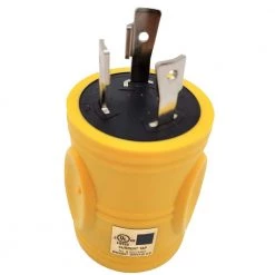 Generator 30 Amp 3-Pong Locking NEMA L5-30P Plug to RV 30 Amp TT-30R Outlet Splitter Adapter L5-30P to TT-30R, Yellow by parkworld -Cheap parkworld Store yellow parkworld plug adapters 691586y 4f 1000
