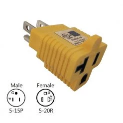 Household 15 Amp 125-Volt Plug to 20 Amp T-Blade Female Outlet NEMA 5-15P to 5-20R/5-15R Travel Adapter by parkworld -Cheap parkworld Store yellow parkworld plug adapters 69670 4f 1000